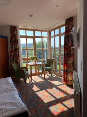 Ein Bett oder Betten in einem Zimmer der Unterkunft Ferienappartement mit Panoramablick