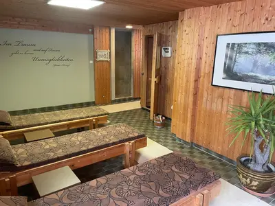 Ein Sitzbereich in der Unterkunft Hotel Barbara