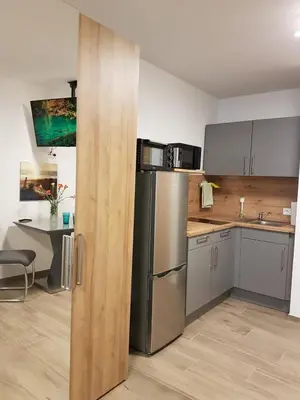 Küche/Küchenzeile in der Unterkunft Casa Lago Ferienappartements Steinberg am See