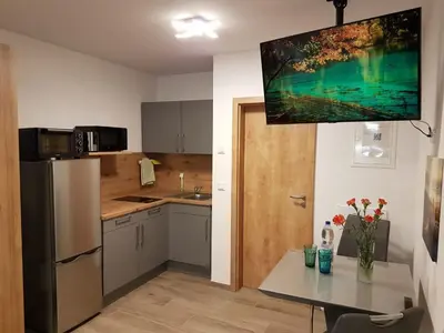 Küche/Küchenzeile in der Unterkunft Casa Lago Ferienappartements Steinberg am See