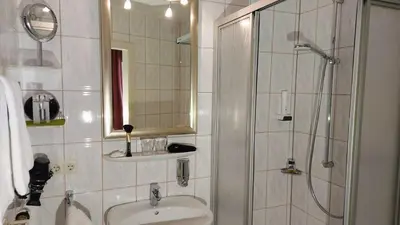 Ein Badezimmer in der Unterkunft Gasthof Russenbräu