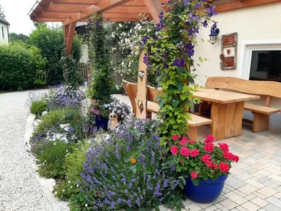 Ein Garten an der Unterkunft Landpension Heidi Machold