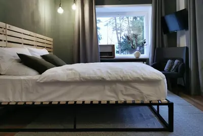Ein Bett oder Betten in einem Zimmer der Unterkunft Zum G'Leut