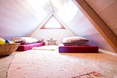 Ein Sitzbereich in der Unterkunft Ferienhaus Waldesruh