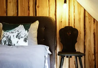 Ein Bett oder Betten in einem Zimmer der Unterkunft Chalet Anton