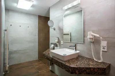 Ein Badezimmer in der Unterkunft Landhotel Plauen - Gasthof Zwoschwitz