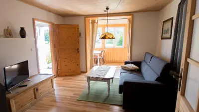 Ein Sitzbereich in der Unterkunft Ferienwohnung Schultheiss