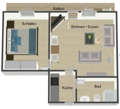 Grundriss der Unterkunft Kleines Waldglück in der Fränkischen Schweiz