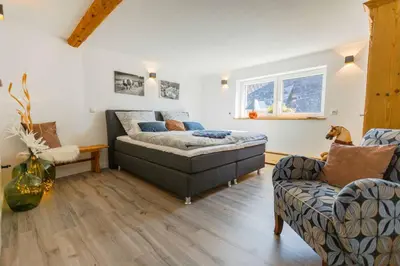 Ein Sitzbereich in der Unterkunft Ferienschmiede Frankenwald