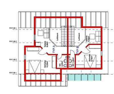 Grundriss der Unterkunft Ferienhaus Nr 17B, Feriendorf Hagbügerl, Bayr Wald