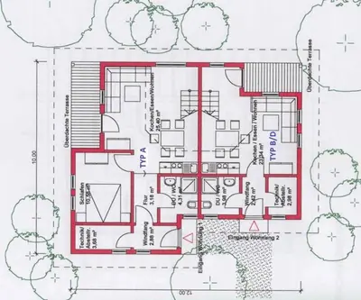 Grundriss der Unterkunft Ferienhaus Nr 13B, Feriendorf Hagbügerl, Bayr Wald