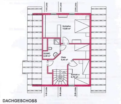 Grundriss der Unterkunft Ferienhaus Nr 1C, Feriendorf Hagbügerl, Bayr Wald