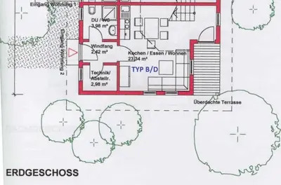 Grundriss der Unterkunft Ferienhaus Nr 6D, Feriendorf Hagbügerl, Bayr Wald
