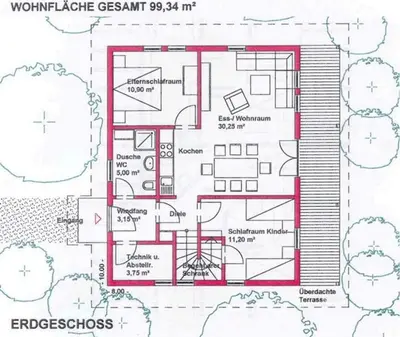 Grundriss der Unterkunft Ferienhaus Nr 5C, Feriendorf Hagbügerl, Bayr Wald