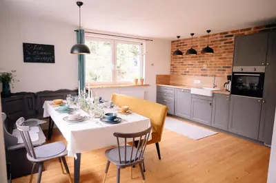 Küche/Küchenzeile in der Unterkunft Ferienhaus Glücksgriff Pottenstein