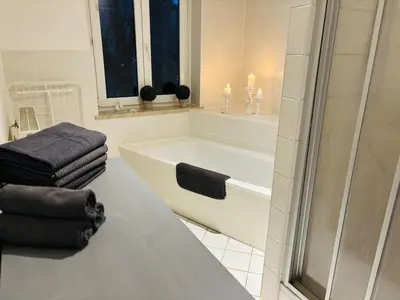 Ein Badezimmer in der Unterkunft moderne Ferienwohnung am Stadtwald von Plauen