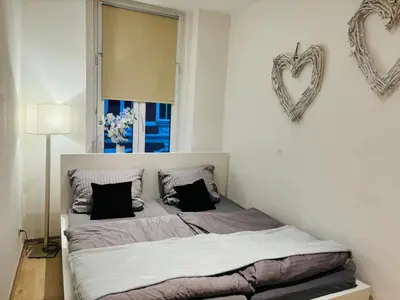 Ein Bett oder Betten in einem Zimmer der Unterkunft moderne Ferienwohnung am Stadtwald von Plauen