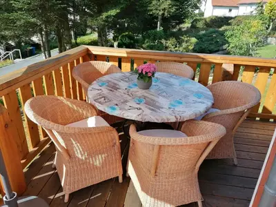 Ein Balkon oder eine Terrasse in der Unterkunft Fichtelfeeling
