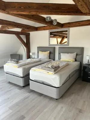 Ein Bett oder Betten in einem Zimmer der Unterkunft Ferienwohnungen Yanev