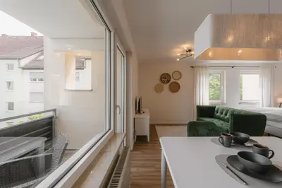 Küche/Küchenzeile in der Unterkunft Exklusiv & Zentral: 1-Zi. Apartment mit Balkon Stellplatz