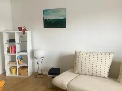 Ein Sitzbereich in der Unterkunft Ferienwohnung Keilbergblick