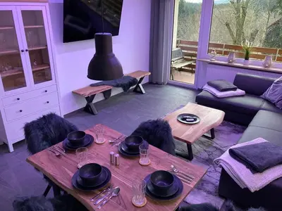 Ein Sitzbereich in der Unterkunft Ferienwohnung Behnke