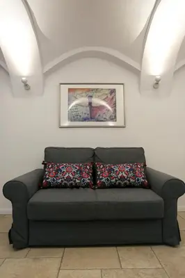 Ein Sitzbereich in der Unterkunft Kuhstall