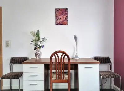 Grundriss der Unterkunft Apartment Bayreuth, Große Ferienwohnung im Haus mit Kunst, 3 Schlafzimmer, Küche, Parkplatz
