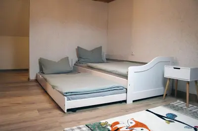 Ein Sitzbereich in der Unterkunft Ferienhaus Traumblick direkt am See