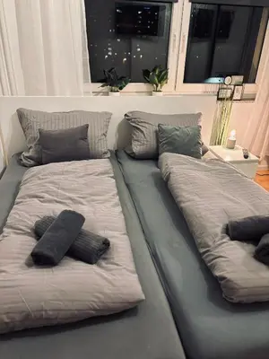Ein Bett oder Betten in einem Zimmer der Unterkunft schöne Fewo,54qm,2SchlaZi,4Pers,Vollausstattung