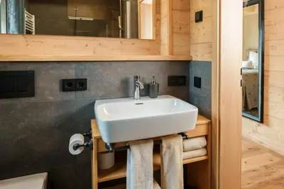 Ein Badezimmer in der Unterkunft Fichtelchalet Bischofsgrün