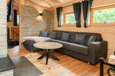 Ein Sitzbereich in der Unterkunft Fichtelchalet Bischofsgrün
