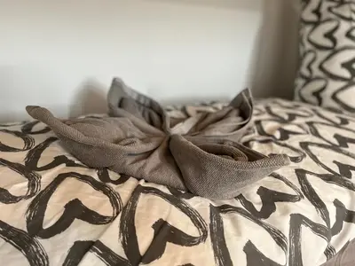 Ein Bett oder Betten in einem Zimmer der Unterkunft Ferienwohnung Auersbergblick