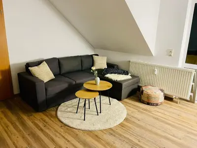 Ein Sitzbereich in der Unterkunft Ferienwohnung Auersbergblick