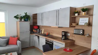 Küche/Küchenzeile in der Unterkunft Moderne, barrierefreie Ferienwohnung