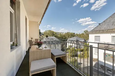 Ein Balkon oder eine Terrasse in der Unterkunft Familien Ferienwohnung Haus Waldeck