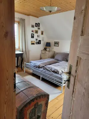 Ein Bett oder Betten in einem Zimmer der Unterkunft Ferienhaus Hildegard & Horst - Urlaub im Herzen des Fichtelgebirge