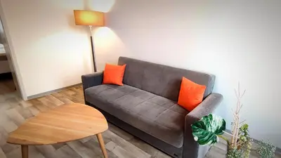 Ein Sitzbereich in der Unterkunft Ferienwohnung am Birkenwäldchen