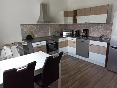 Küche/Küchenzeile in der Unterkunft Ferienwohnung am Hopfenstodl