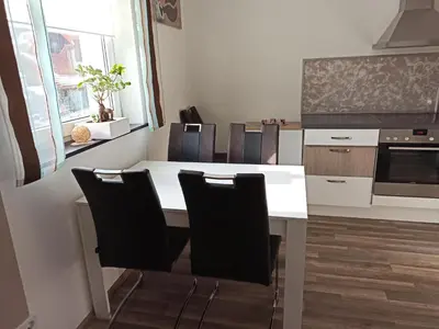 Küche/Küchenzeile in der Unterkunft Ferienwohnung am Hopfenstodl
