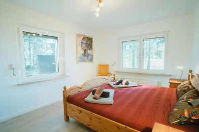 Ein Bett oder Betten in einem Zimmer der Unterkunft Ferienhaus Untere Zeitelwaidt