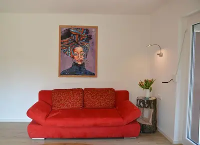 Ein Sitzbereich in der Unterkunft Ferienhaus Untere Zeitelwaidt