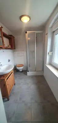 Ein Badezimmer in der Unterkunft Miniferienwohnung am Wiesenweg