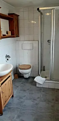 Ein Badezimmer in der Unterkunft Miniferienwohnung am Wiesenweg