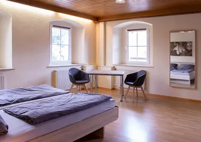 Ein Bett oder Betten in einem Zimmer der Unterkunft Schöne Ferienwohnung mit großer Terrasse.