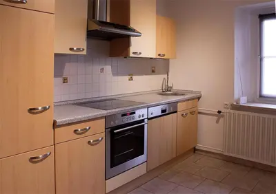 Küche/Küchenzeile in der Unterkunft Schöne Ferienwohnung mit großer Terrasse.