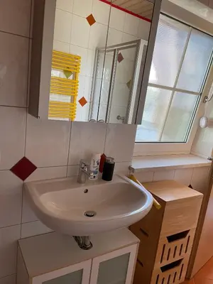 Ein Badezimmer in der Unterkunft Ferienappartement am Almesbach Weiden