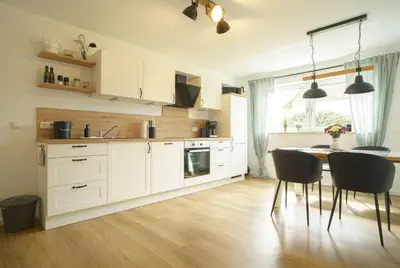 Küche/Küchenzeile in der Unterkunft Ferienwohnung Hyggelig