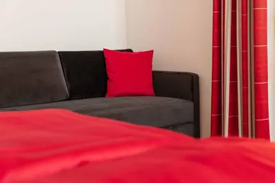 Ein Sitzbereich in der Unterkunft Hotel Garni zum Schwan