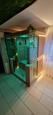 Grundriss der Unterkunft Appartment-Ferienwohnung mit Küche, Bad, WLAN, Klimaanlage, Modern eingerichtet